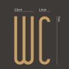 Brass WC English Alphabet Restroom Door Plaque Sign Metal Toilet Door Sign Wall Decal